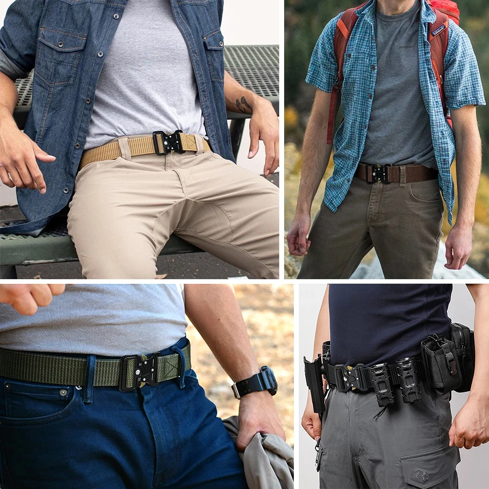 Men's Belt Outdoor Hunting Tactical Multi Function Belt Multi-Function Buckle High Quality Nylon Belt Nylon Male Strap