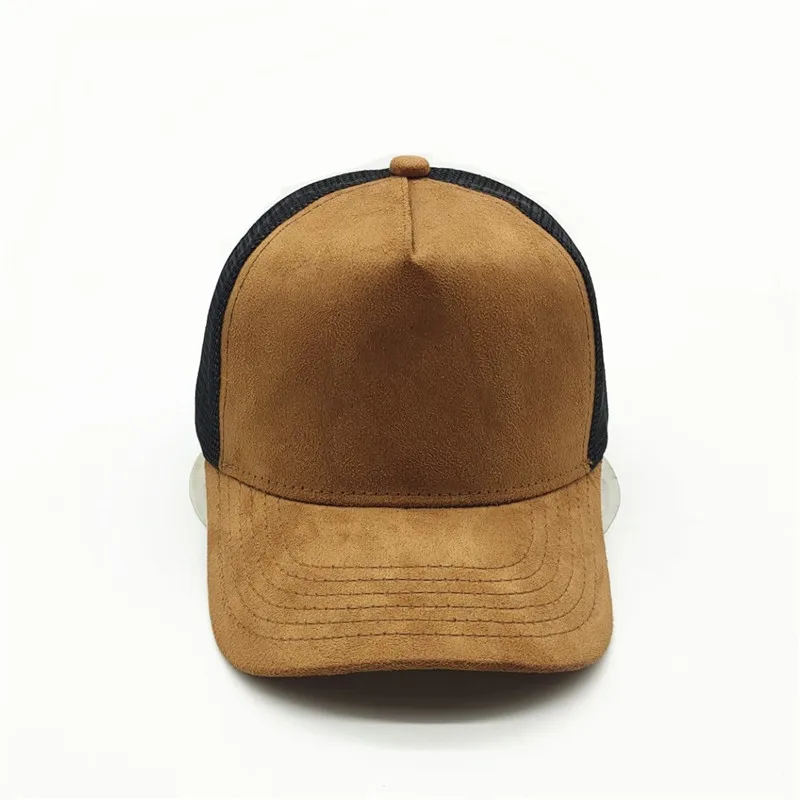 Unisex 5 Panel Mesh Suede Trucker Hat Custom Print Logo Men Baseball Cap Spring Summer Breathable Sports Hats Women Gorros