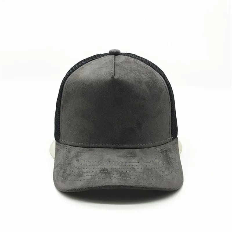 Unisex 5 Panel Mesh Suede Trucker Hat Custom Print Logo Men Baseball Cap Spring Summer Breathable Sports Hats Women Gorros
