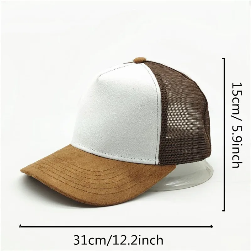 Unisex 5 Panel Mesh Suede Trucker Hat Custom Print Logo Men Baseball Cap Spring Summer Breathable Sports Hats Women Gorros