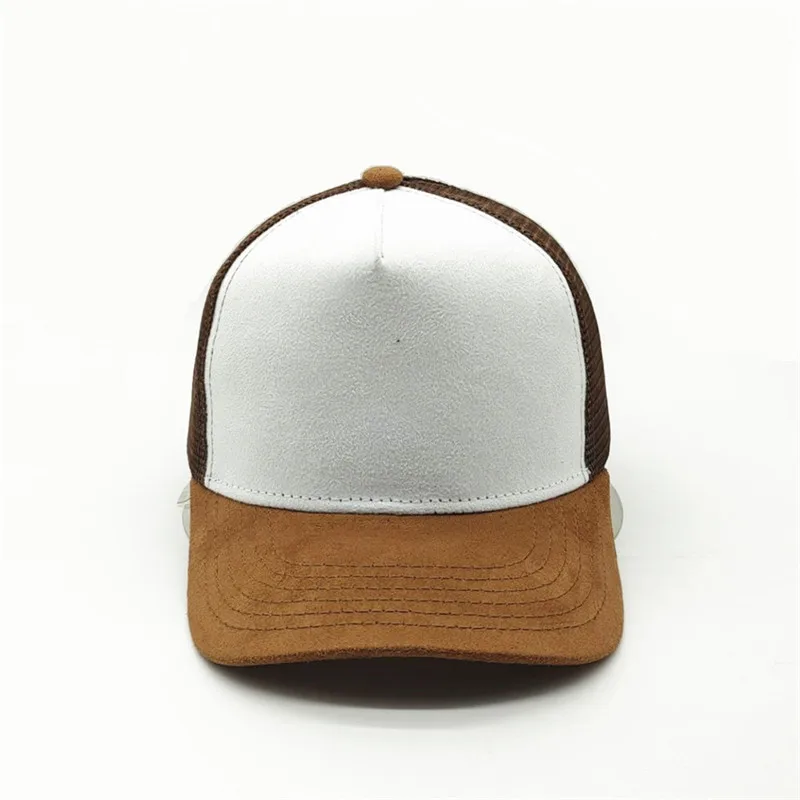 Unisex 5 Panel Mesh Suede Trucker Hat Custom Print Logo Men Baseball Cap Spring Summer Breathable Sports Hats Women Gorros