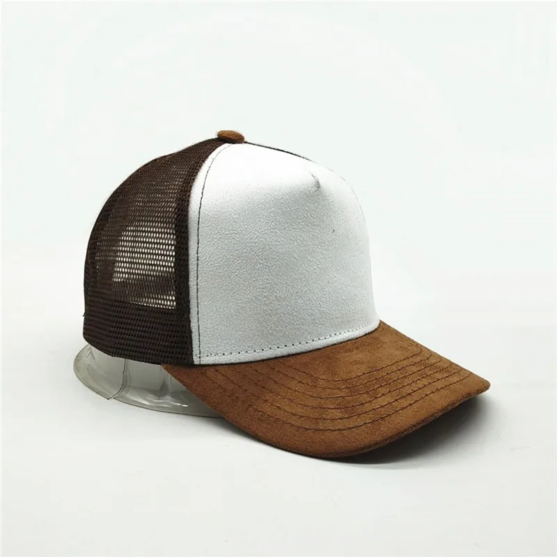 Unisex 5 Panel Mesh Suede Trucker Hat Custom Print Logo Men Baseball Cap Spring Summer Breathable Sports Hats Women Gorros