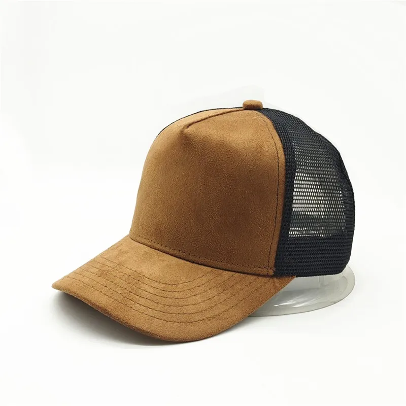Unisex 5 Panel Mesh Suede Trucker Hat Custom Print Logo Men Baseball Cap Spring Summer Breathable Sports Hats Women Gorros