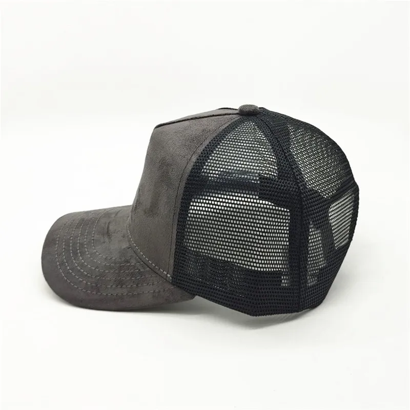 Unisex 5 Panel Mesh Suede Trucker Hat Custom Print Logo Men Baseball Cap Spring Summer Breathable Sports Hats Women Gorros