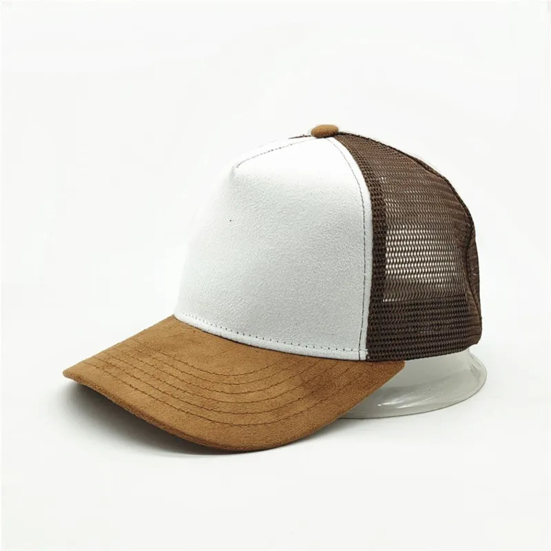 Unisex 5 Panel Mesh Suede Trucker Hat Custom Print Logo Men Baseball Cap Spring Summer Breathable Sports Hats Women Gorros