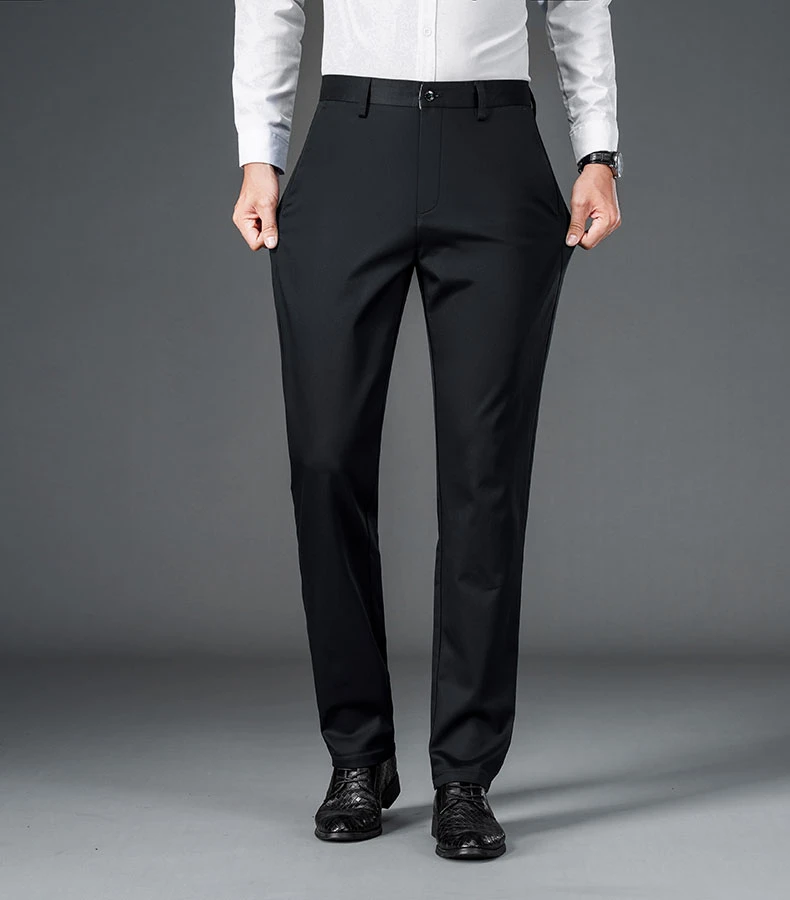 Men's lightweight business casual pants with micro elasticitymen's quick drying pantsnew straight leg office black deep bluepant