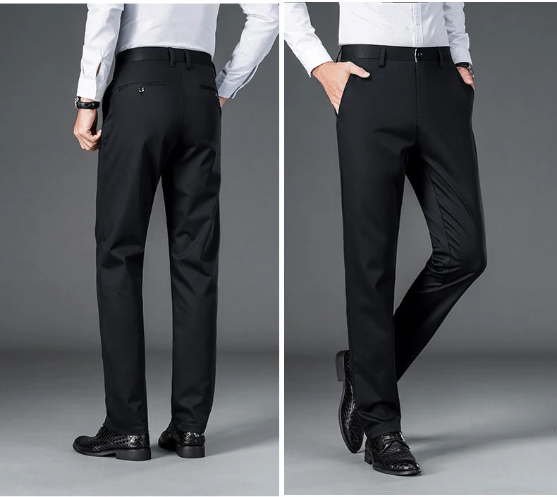 Men's lightweight business casual pants with micro elasticitymen's quick drying pantsnew straight leg office black deep bluepant