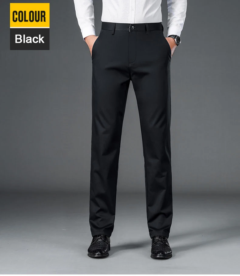 Men's lightweight business casual pants with micro elasticitymen's quick drying pantsnew straight leg office black deep bluepant