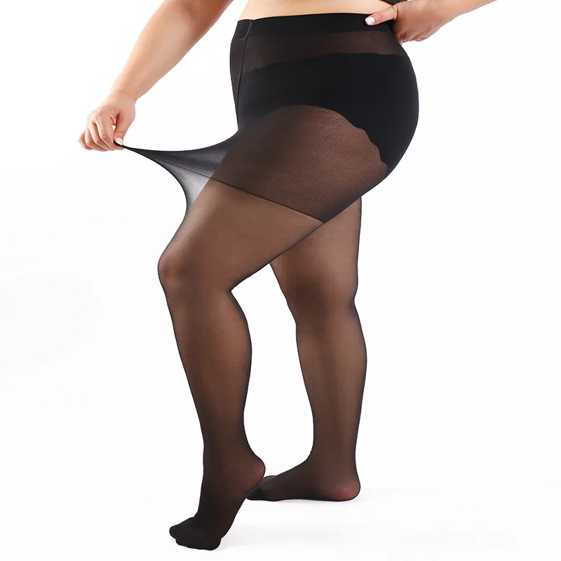 Women Plus Size 20 Denier Sheer Tights High Waist Nylon Pantyhose Super Elastic XL-4XL Large Size for Big Ladies 150kg/330lbs