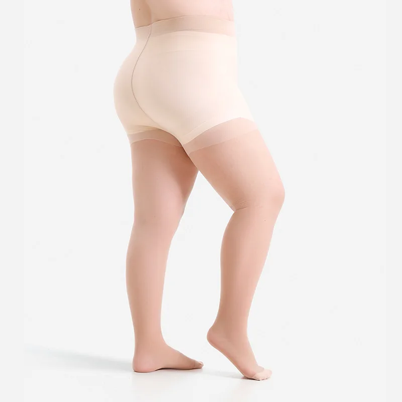 Women Plus Size 20 Denier Sheer Tights High Waist Nylon Pantyhose Super Elastic XL-4XL Large Size for Big Ladies 150kg/330lbs