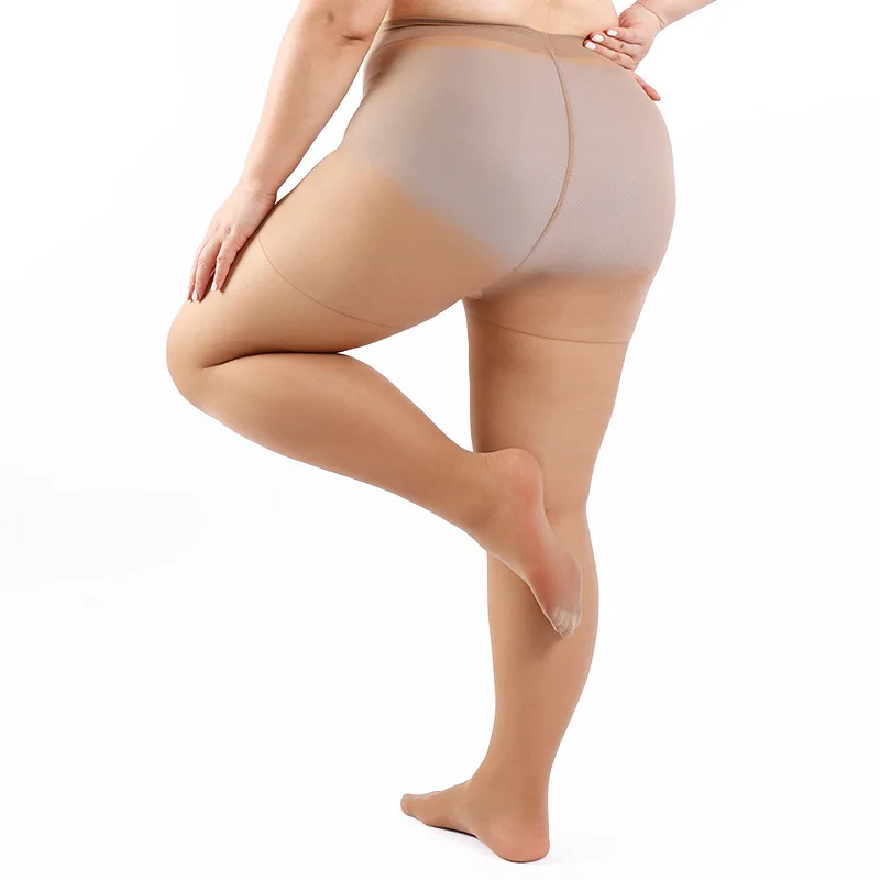 Women Plus Size 20 Denier Sheer Tights High Waist Nylon Pantyhose Super Elastic XL-4XL Large Size for Big Ladies 150kg/330lbs