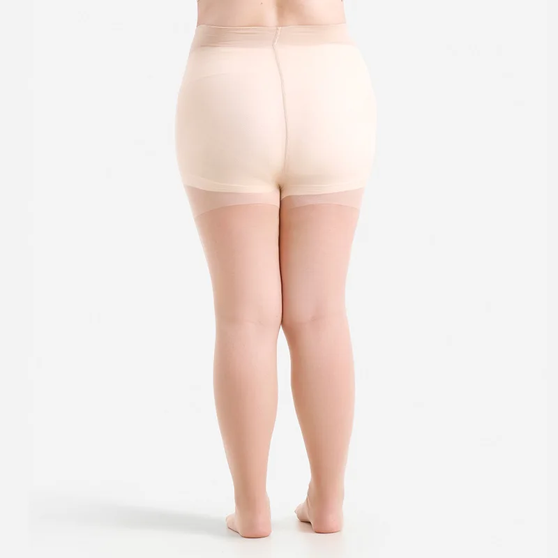 Women Plus Size 20 Denier Sheer Tights High Waist Nylon Pantyhose Super Elastic XL-4XL Large Size for Big Ladies 150kg/330lbs