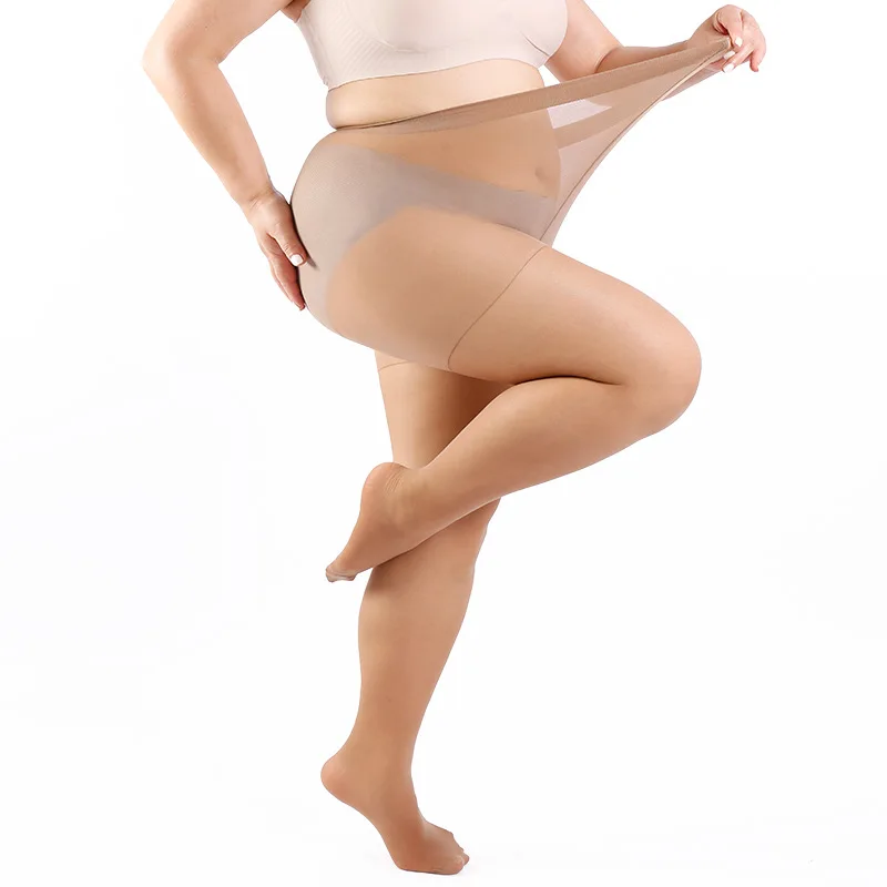 Women Plus Size 20 Denier Sheer Tights High Waist Nylon Pantyhose Super Elastic XL-4XL Large Size for Big Ladies 150kg/330lbs