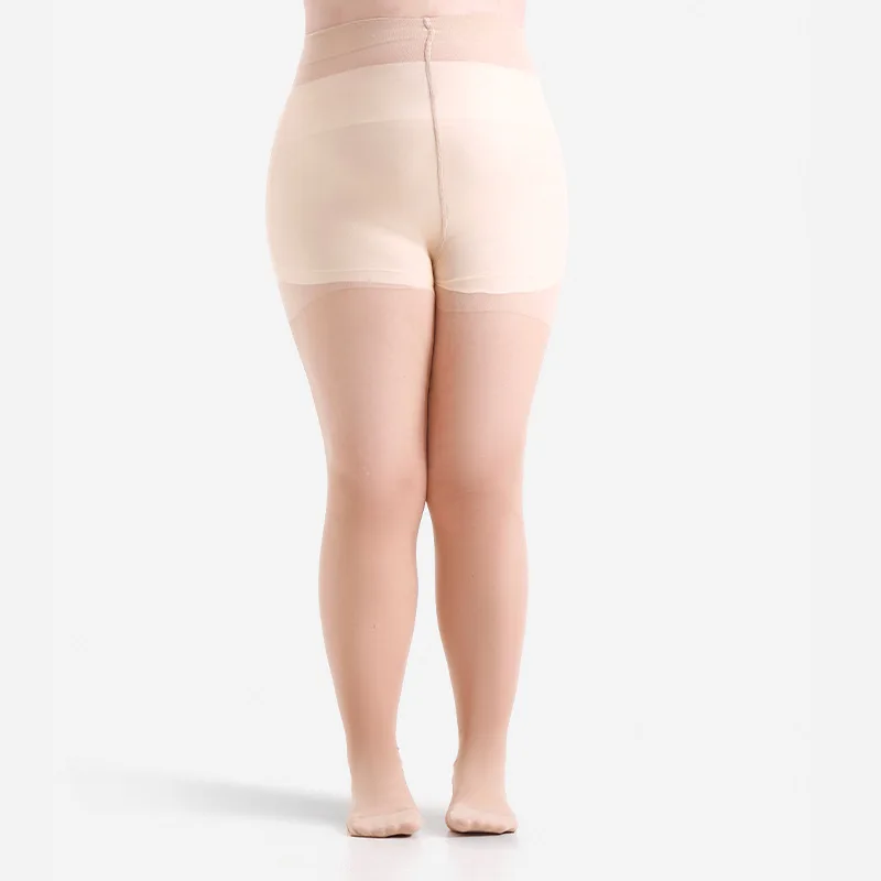 Women Plus Size 20 Denier Sheer Tights High Waist Nylon Pantyhose Super Elastic XL-4XL Large Size for Big Ladies 150kg/330lbs