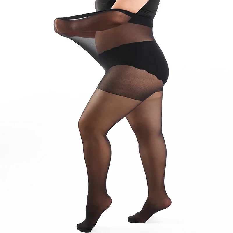 Women Plus Size 20 Denier Sheer Tights High Waist Nylon Pantyhose Super Elastic XL-4XL Large Size for Big Ladies 150kg/330lbs
