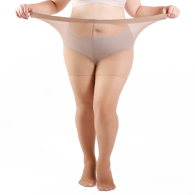 Women Plus Size 20 Denier Sheer Tights High Waist Nylon Pantyhose Super Elastic XL-4XL Large Size for Big Ladies 150kg/330lbs