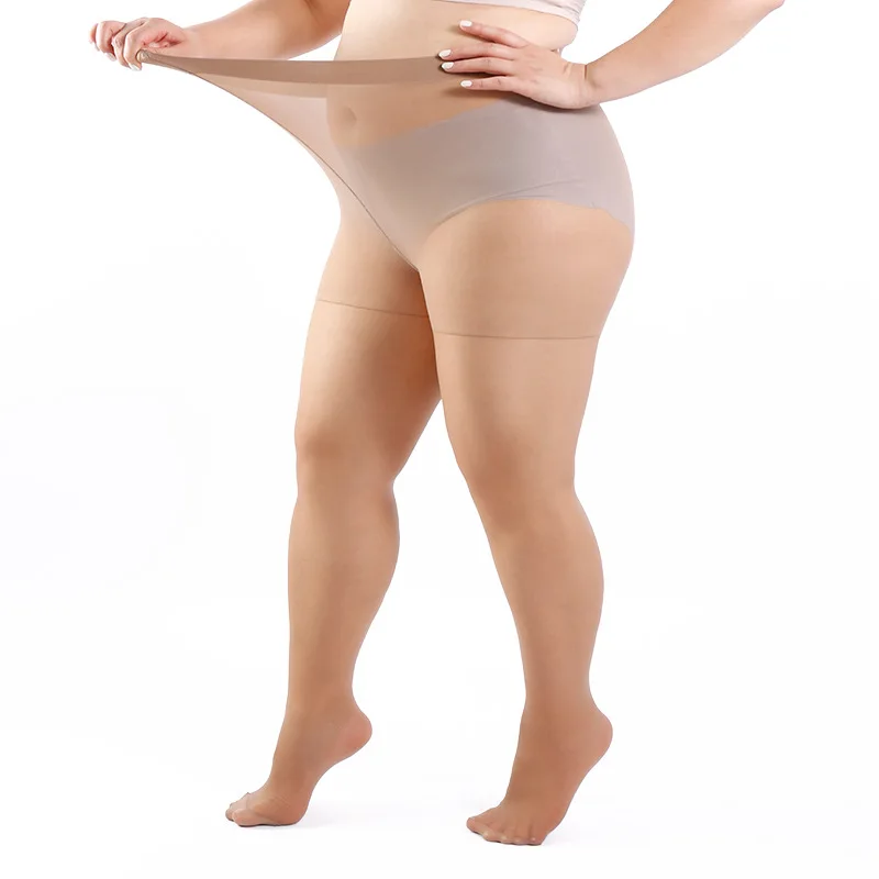 Women Plus Size 20 Denier Sheer Tights High Waist Nylon Pantyhose Super Elastic XL-4XL Large Size for Big Ladies 150kg/330lbs