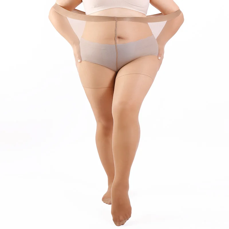 Women Plus Size 20 Denier Sheer Tights High Waist Nylon Pantyhose Super Elastic XL-4XL Large Size for Big Ladies 150kg/330lbs