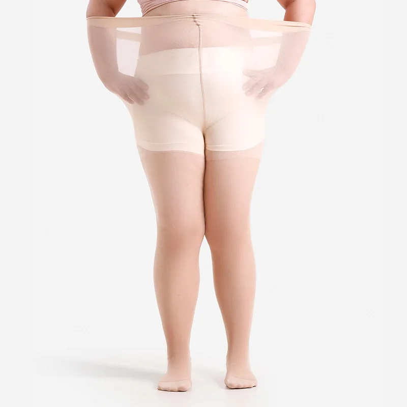 Women Plus Size 20 Denier Sheer Tights High Waist Nylon Pantyhose Super Elastic XL-4XL Large Size for Big Ladies 150kg/330lbs