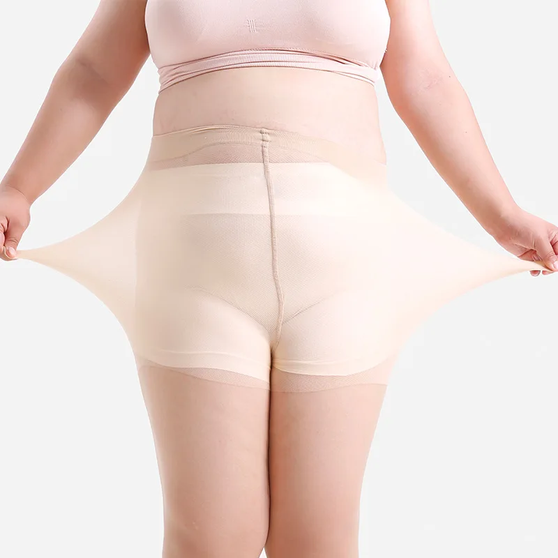 Women Plus Size 20 Denier Sheer Tights High Waist Nylon Pantyhose Super Elastic XL-4XL Large Size for Big Ladies 150kg/330lbs
