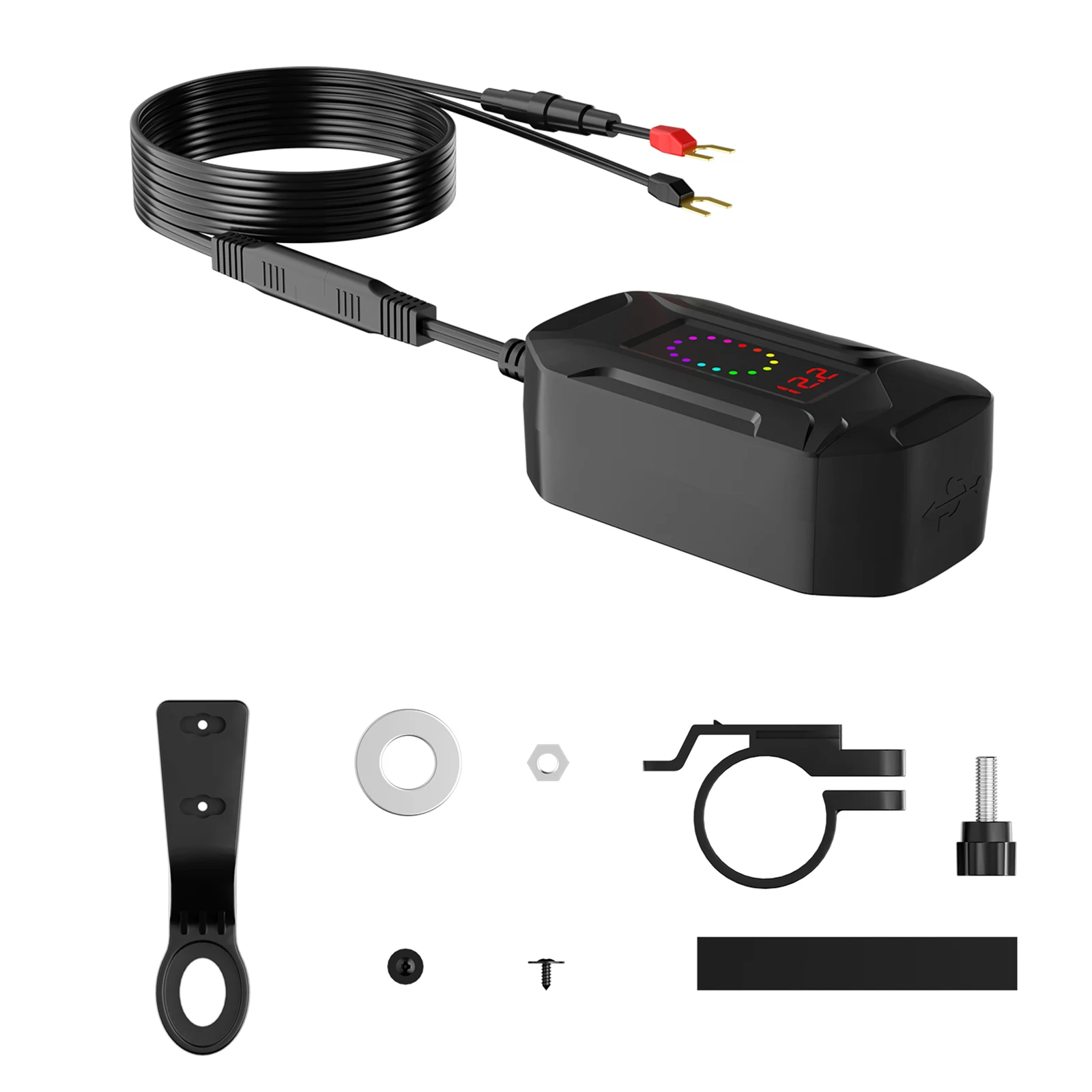 Extractme Motorcycle USB Fast Charger Waterproof Socket With Type C QC3.0 Power Outlet Moto Phone Charger with Voltmeter &Switch