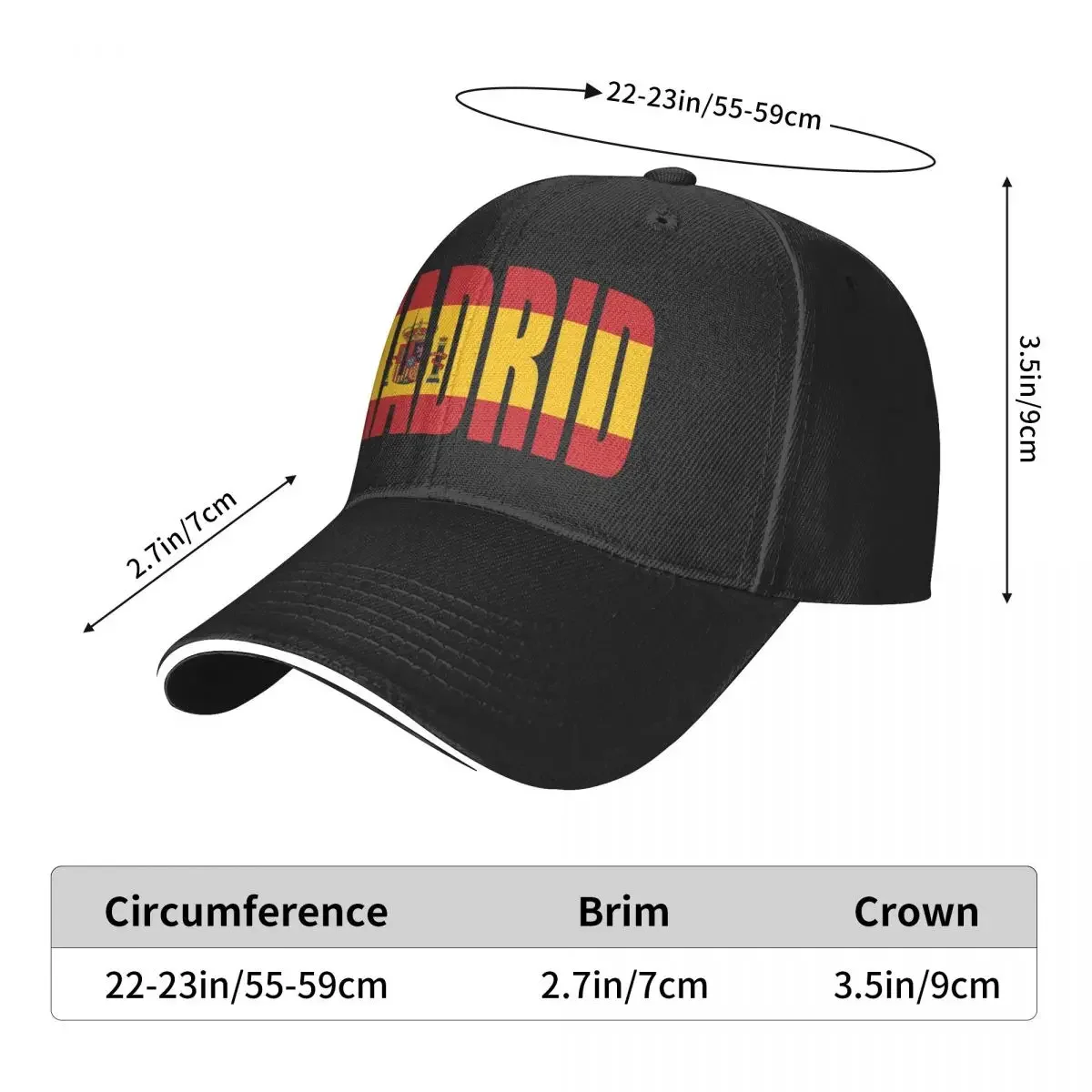 Madrid Baseball Cap The capital of Spain Trendy Trucker Hat Summer Unisex Outdoor Fashion Printed Snapback Cap