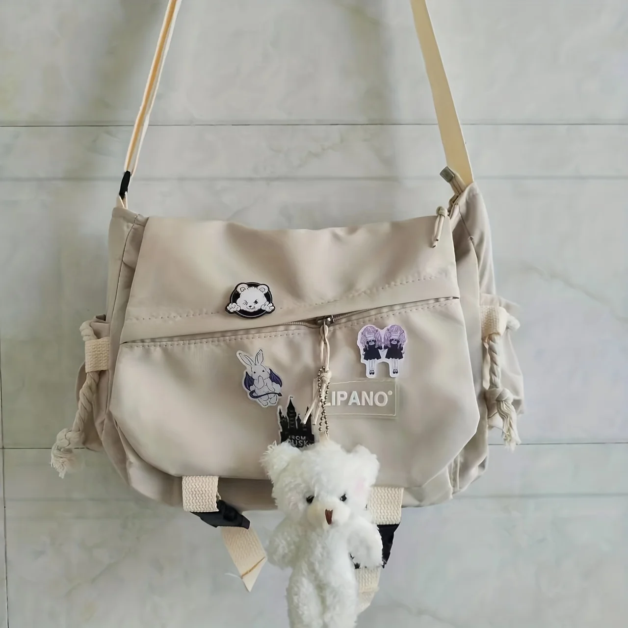 Nylon Messenger Bag Men Shoulder Bag Trendy Men's Messenger Bag, Student School Bag, Solid Color Crossbody Bags for Men Handbag