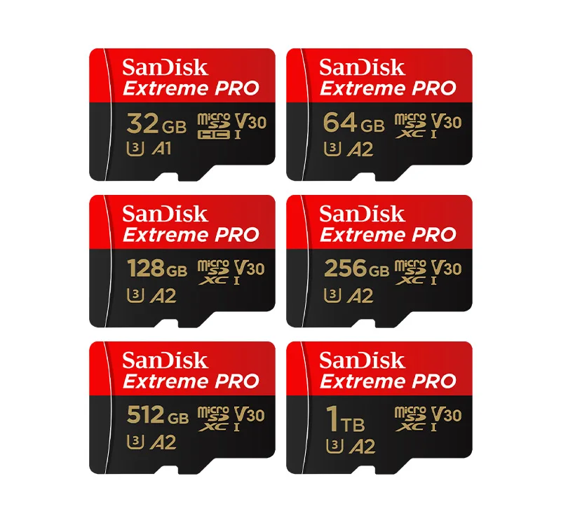 SanDisk Extreme PRO microSDXC UHS-I Memory Card V30 A2 Micro SD Card 32GB 64GB 128GB 256GB 512GB 1TB Up to 200Mb/s Flash TF Card