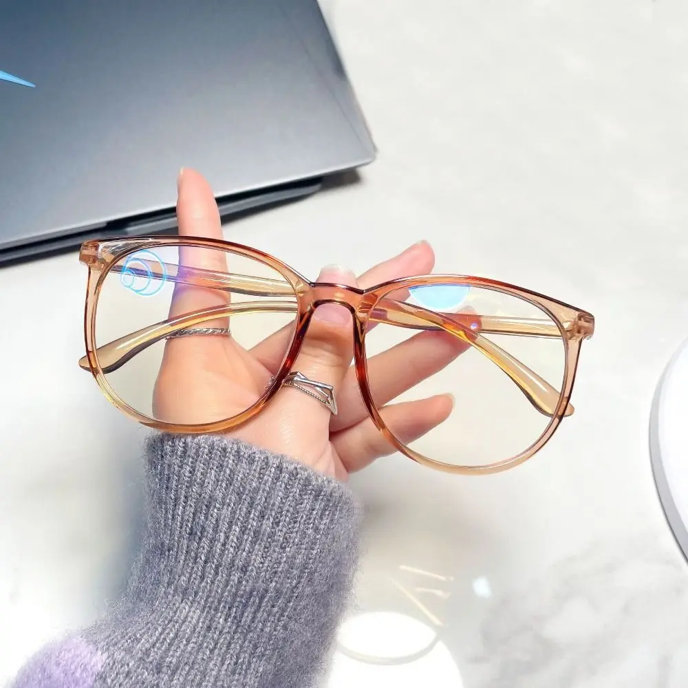 Plane Mirror Anti Blue Light Glasses Trendy Transparent Without Degree Round Eyewear New Optical Spectacle Eyeglass Women Men