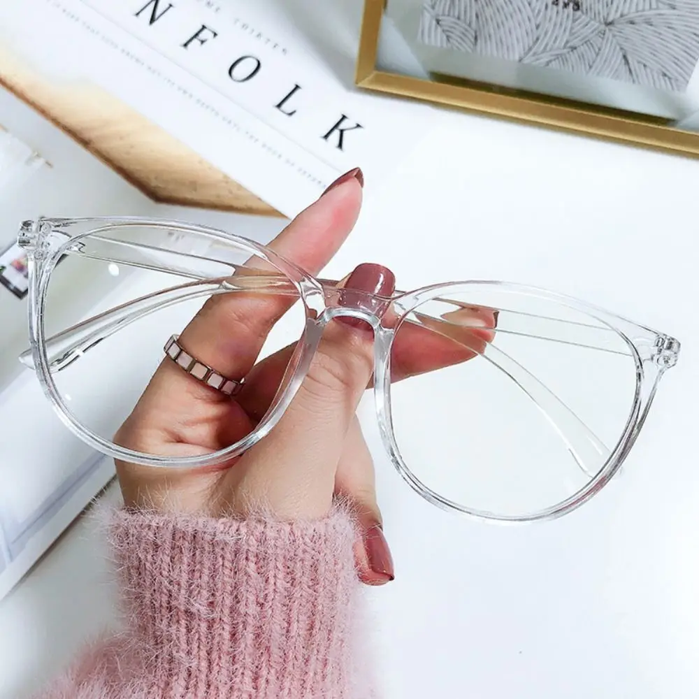 Plane Mirror Anti Blue Light Glasses Trendy Transparent Without Degree Round Eyewear New Optical Spectacle Eyeglass Women Men