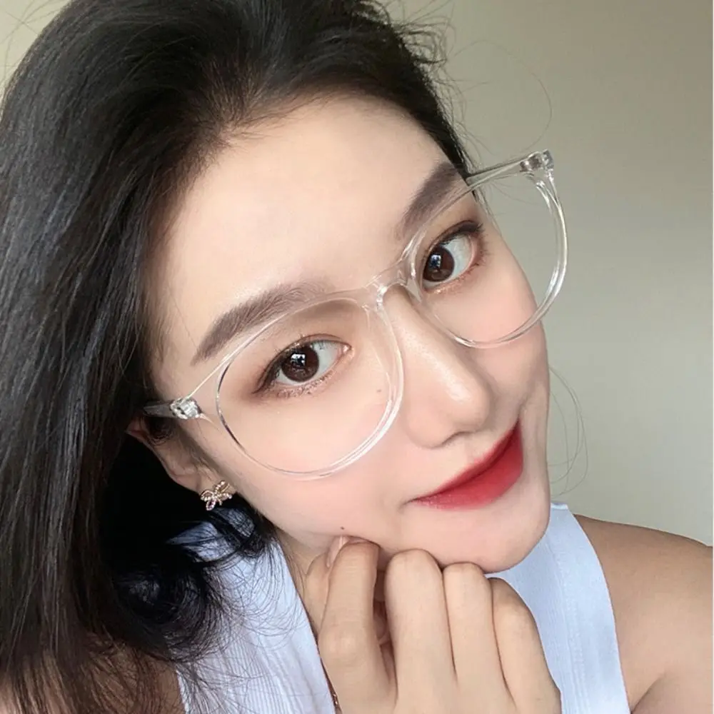 Plane Mirror Anti Blue Light Glasses Trendy Transparent Without Degree Round Eyewear New Optical Spectacle Eyeglass Women Men