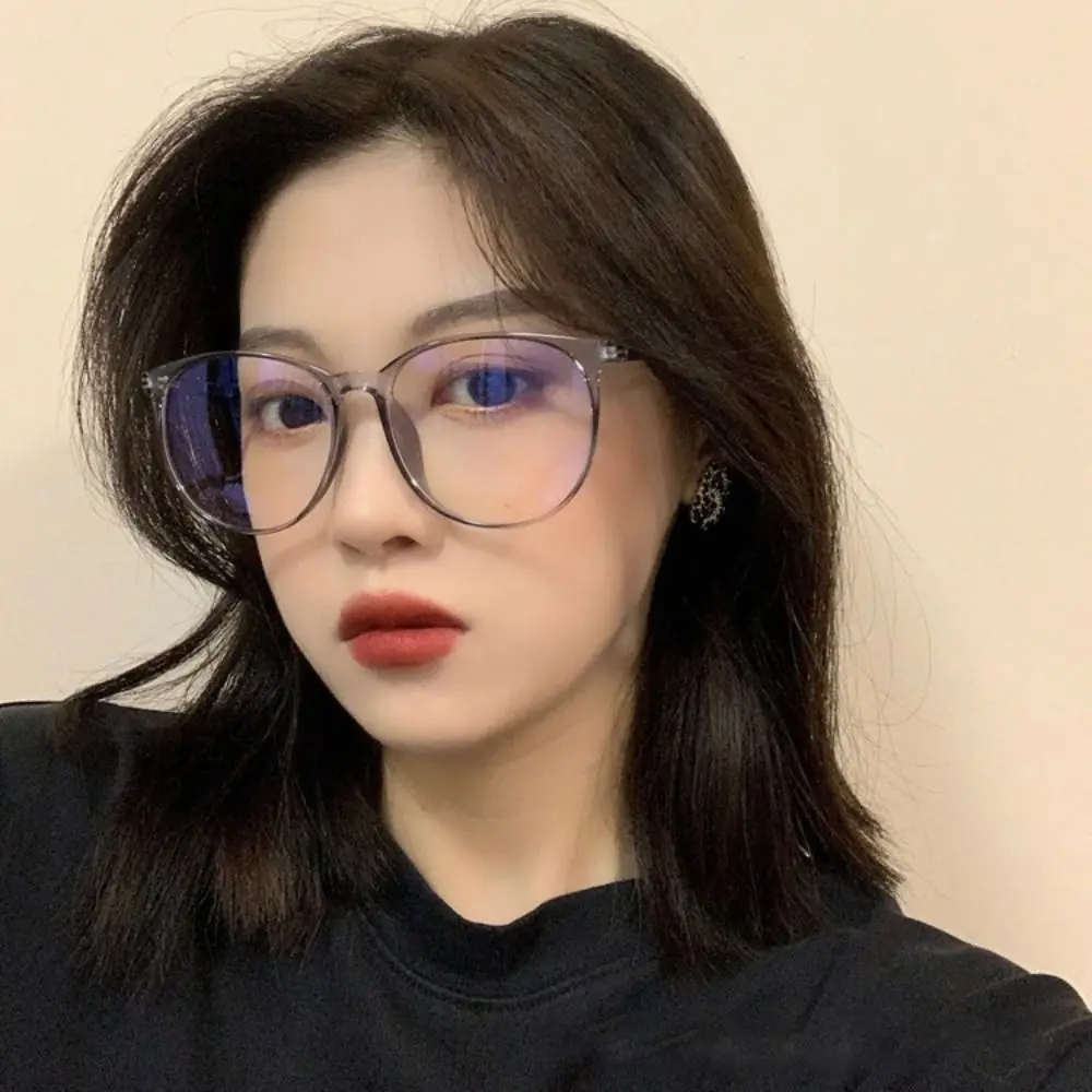 Plane Mirror Anti Blue Light Glasses Trendy Transparent Without Degree Round Eyewear New Optical Spectacle Eyeglass Women Men