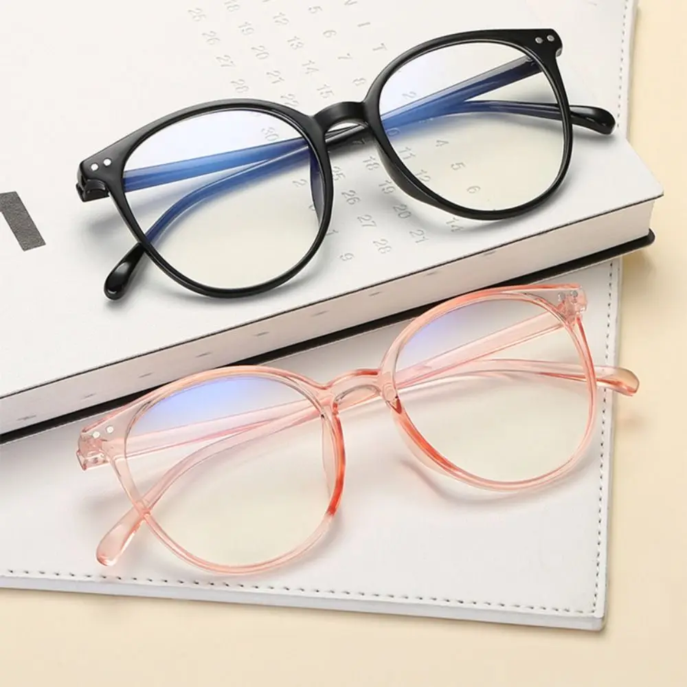 Plane Mirror Anti Blue Light Glasses Trendy Transparent Without Degree Round Eyewear New Optical Spectacle Eyeglass Women Men