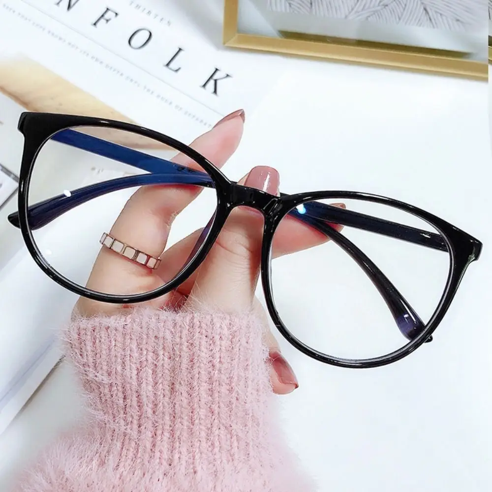 Plane Mirror Anti Blue Light Glasses Trendy Transparent Without Degree Round Eyewear New Optical Spectacle Eyeglass Women Men