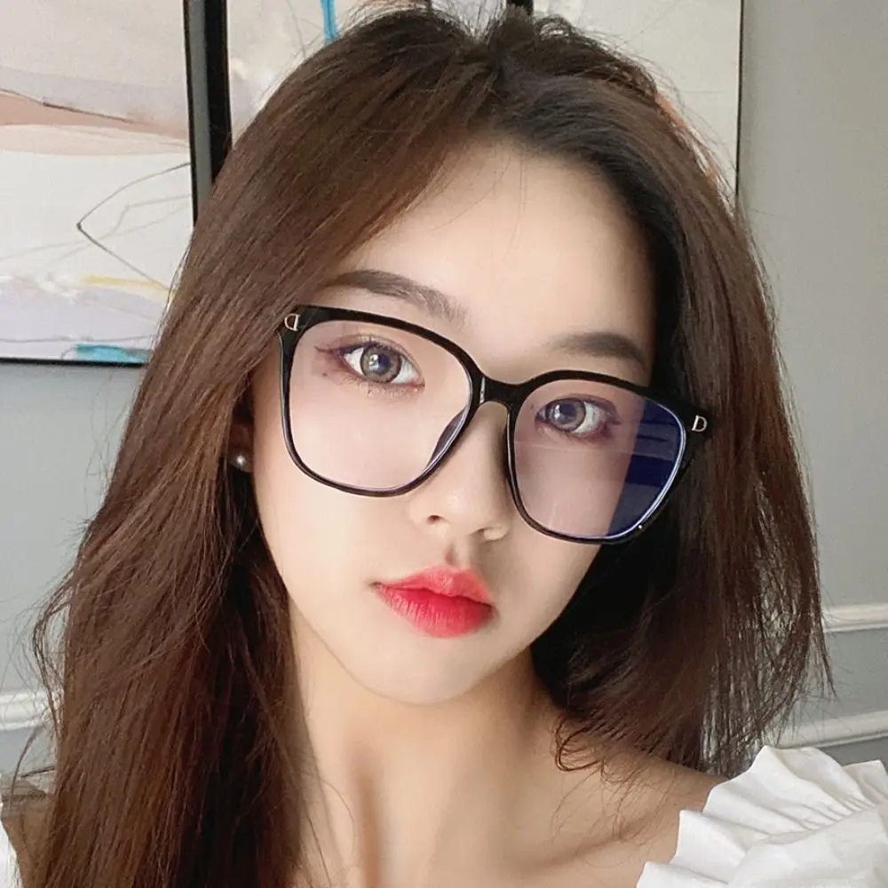 Plane Mirror Anti Blue Light Glasses Trendy Transparent Without Degree Round Eyewear New Optical Spectacle Eyeglass Women Men