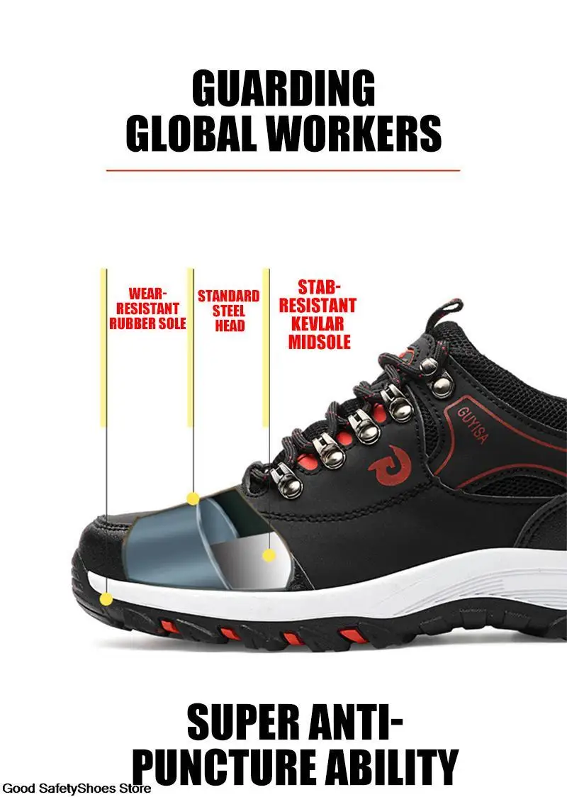 Steel Toe Shoes Men Work Safety Boots Sneakers Male Constrcution Puncture-Proof Work Safety Shoes Man Security Boots Work Shoes