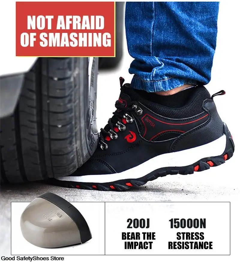 Steel Toe Shoes Men Work Safety Boots Sneakers Male Constrcution Puncture-Proof Work Safety Shoes Man Security Boots Work Shoes