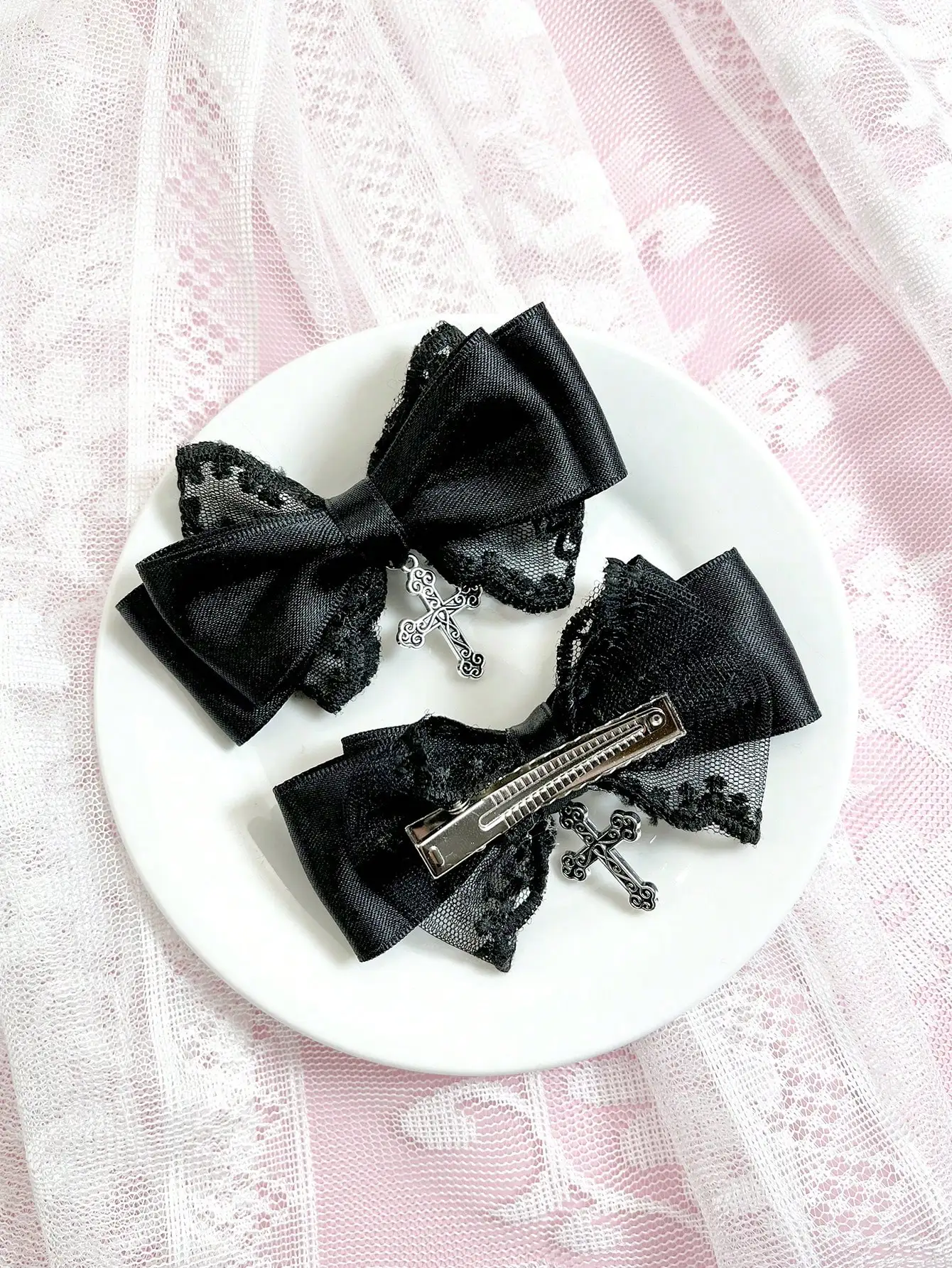 2pcs/set Dark Gothic style women's hair accessory hair clip