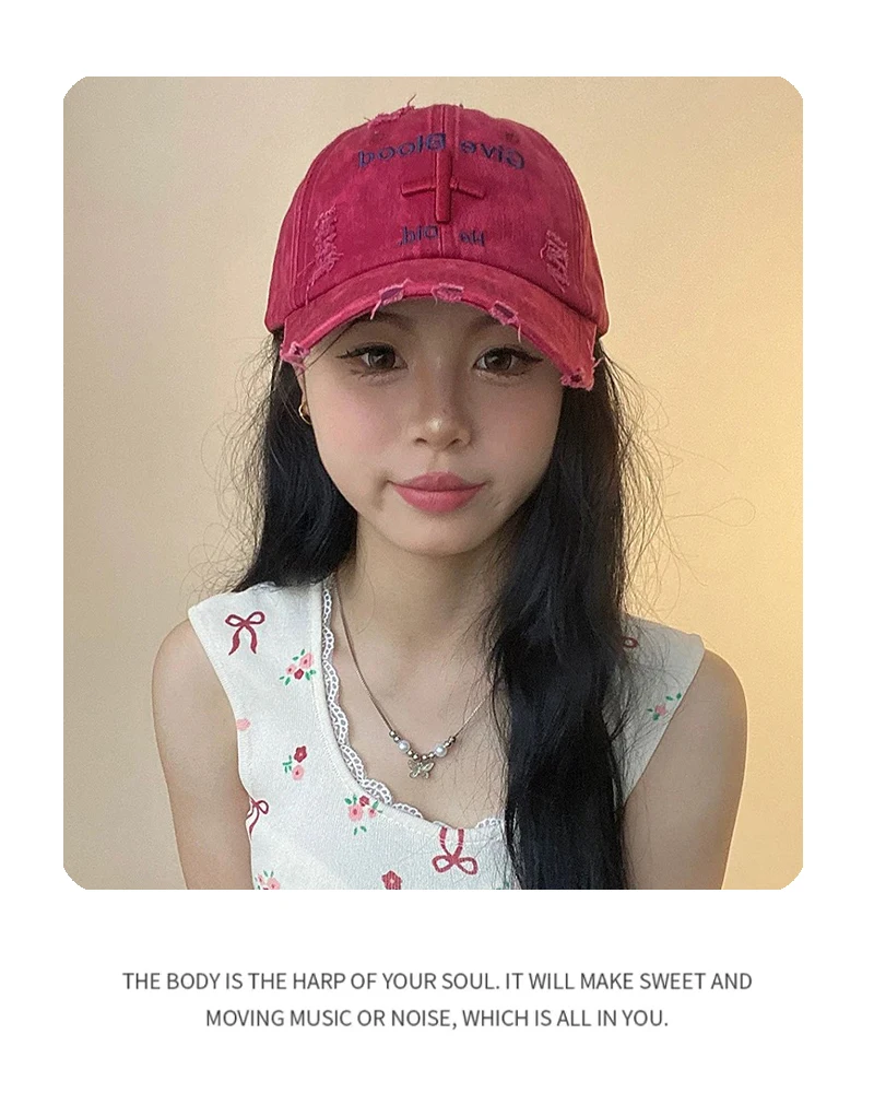 New Unisex Letter Embroidery American Vintage Baseball Hats Broken Breathable Casual Sunshade Peaked Caps Versatile Fashion Ins
