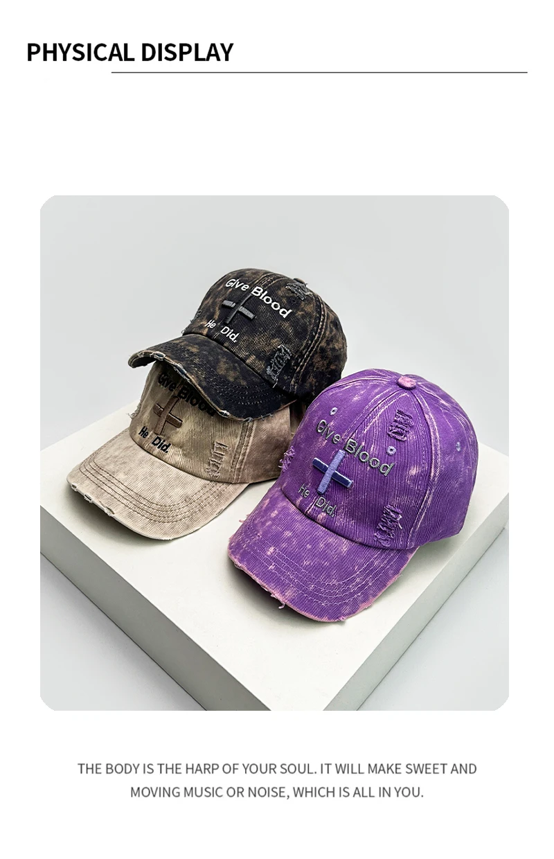 New Unisex Letter Embroidery American Vintage Baseball Hats Broken Breathable Casual Sunshade Peaked Caps Versatile Fashion Ins