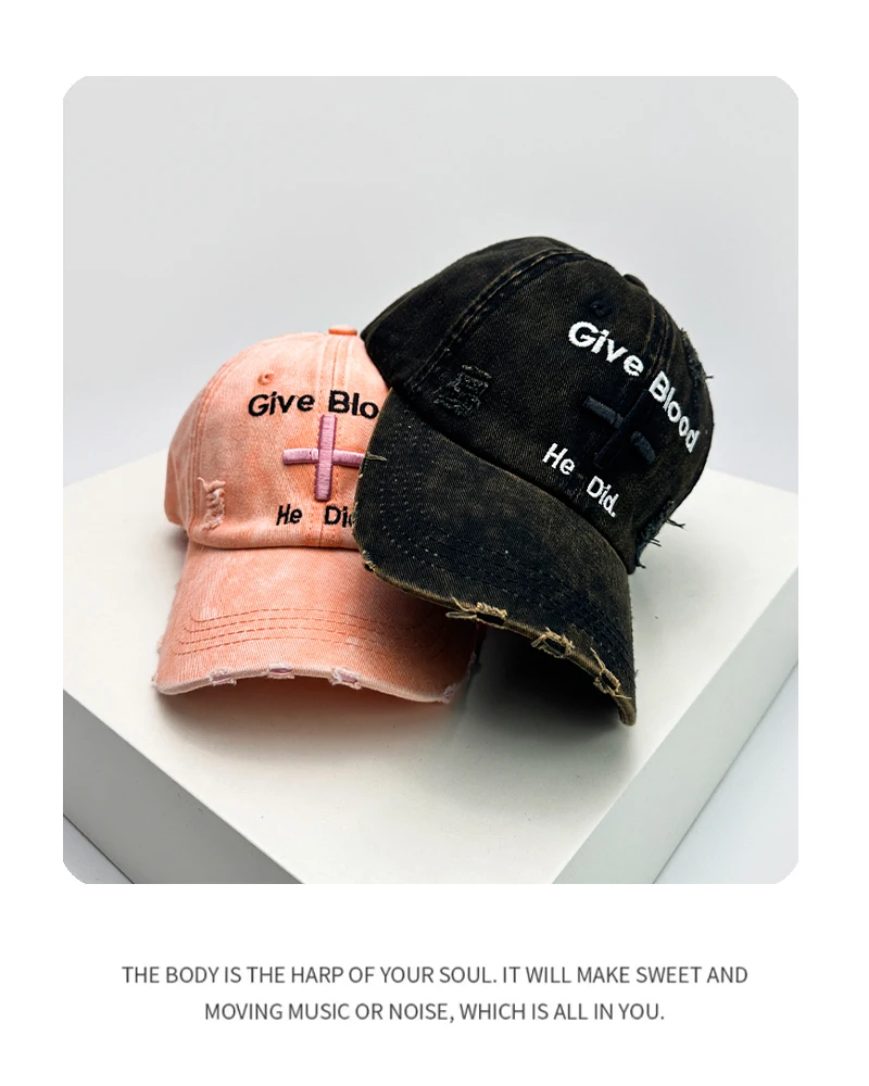 New Unisex Letter Embroidery American Vintage Baseball Hats Broken Breathable Casual Sunshade Peaked Caps Versatile Fashion Ins