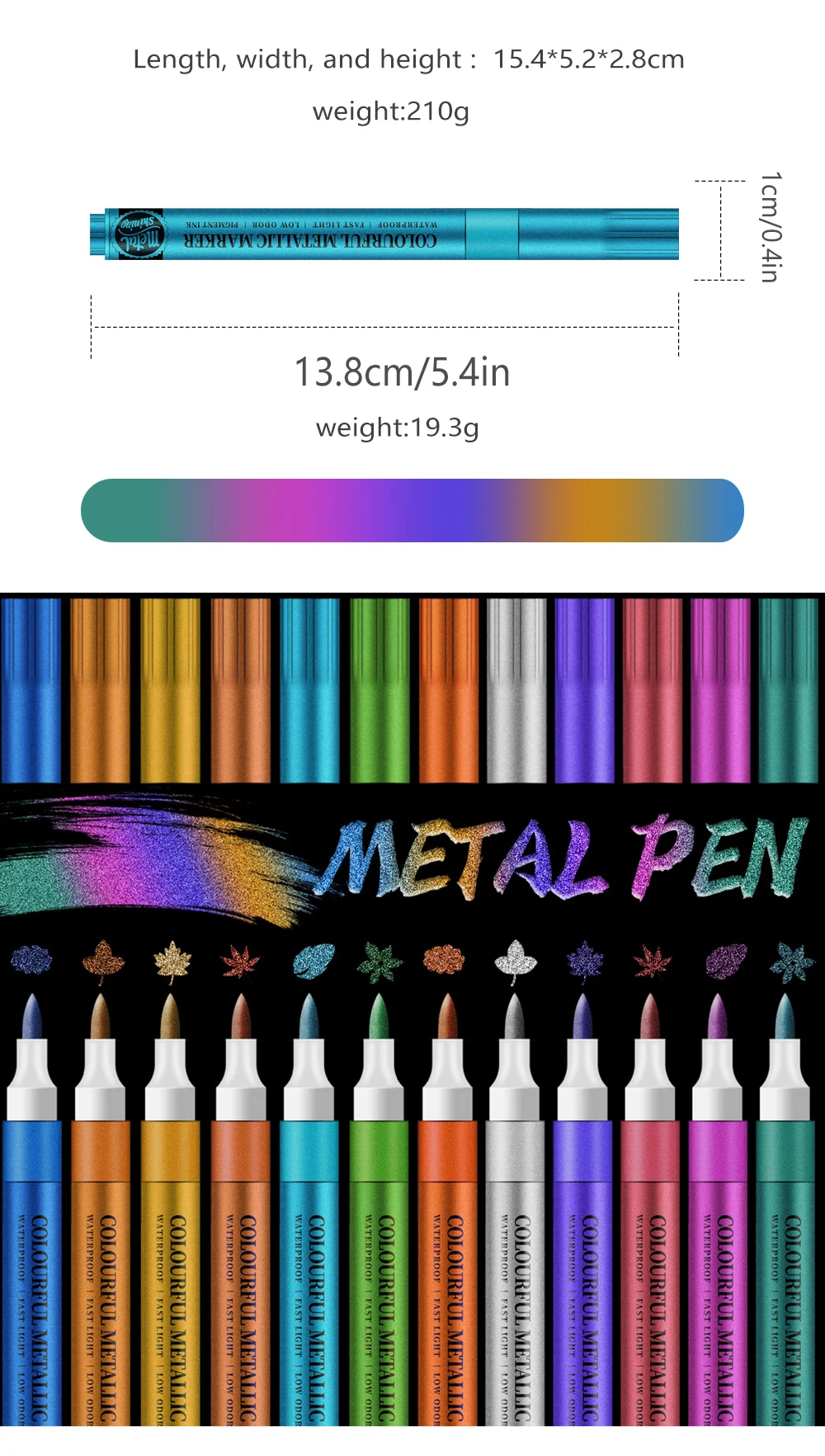 12 Colors Metallic Markers Pens Silver Gold Paint Pens for Black Paper, Glass, Rock Painting, Halloween Pumpkin Scrapbook Album