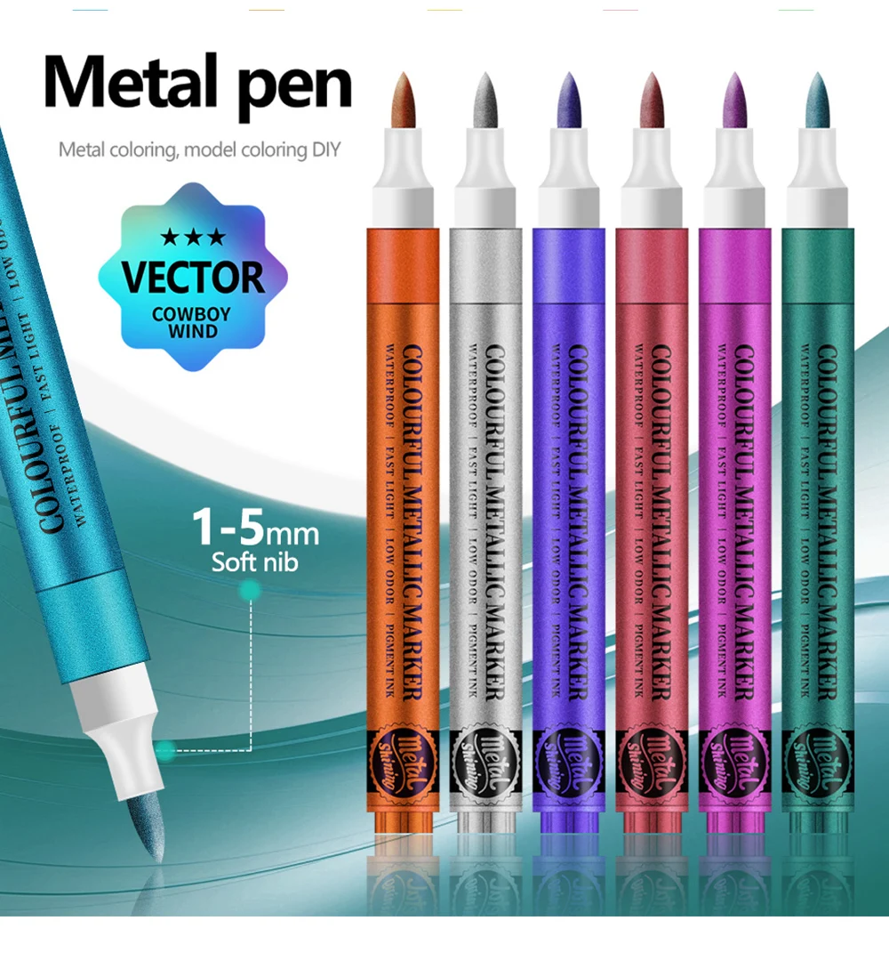 12 Colors Metallic Markers Pens Silver Gold Paint Pens for Black Paper, Glass, Rock Painting, Halloween Pumpkin Scrapbook Album