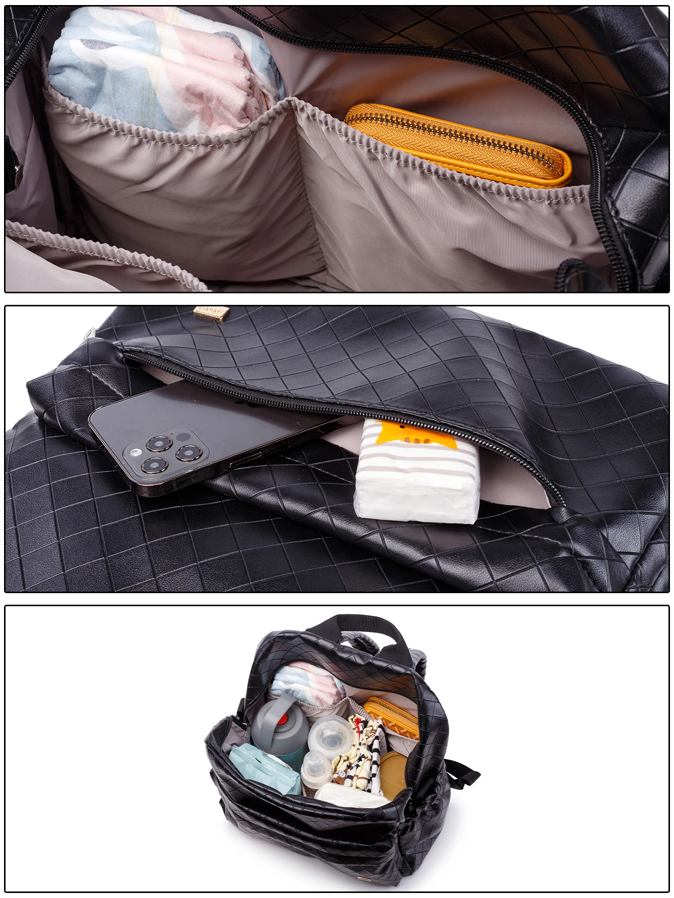 Fashion Diaper Bag for Newborn Baby Waterproof Light Weight Protable Mommy Diaper Backpack for Quick Outing Nappy Changing Bag