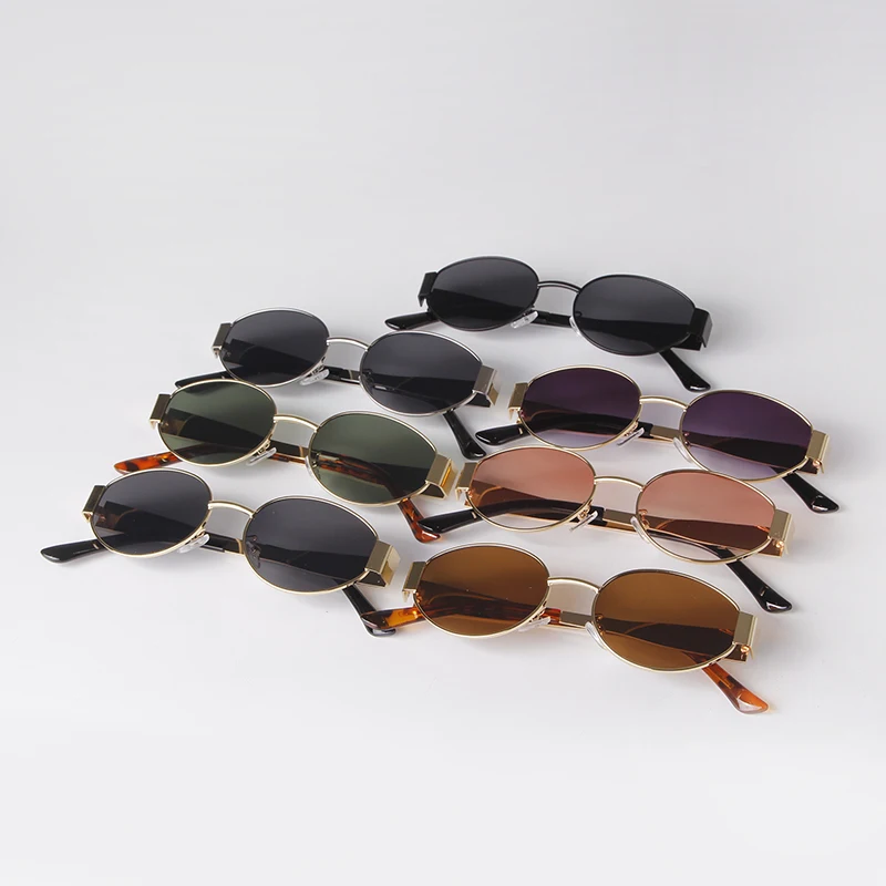 SORVINO Retro Metal Frame Oval Sunglasses Luxury Fashion Brand Female Sun Glasses for Women Men Punk Unisex Stylish Shades UV400