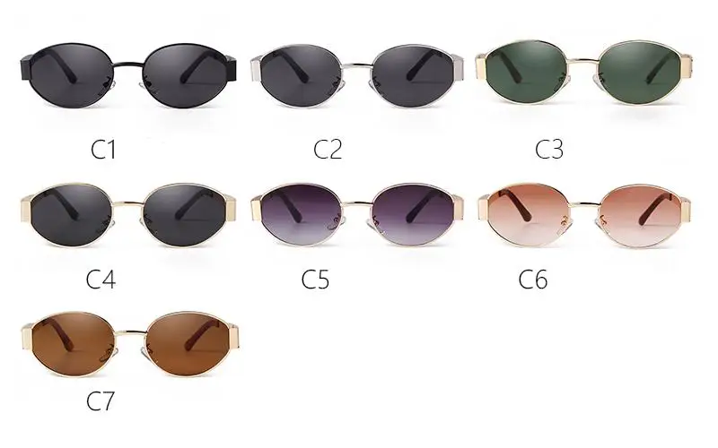 SORVINO Retro Metal Frame Oval Sunglasses Luxury Fashion Brand Female Sun Glasses for Women Men Punk Unisex Stylish Shades UV400