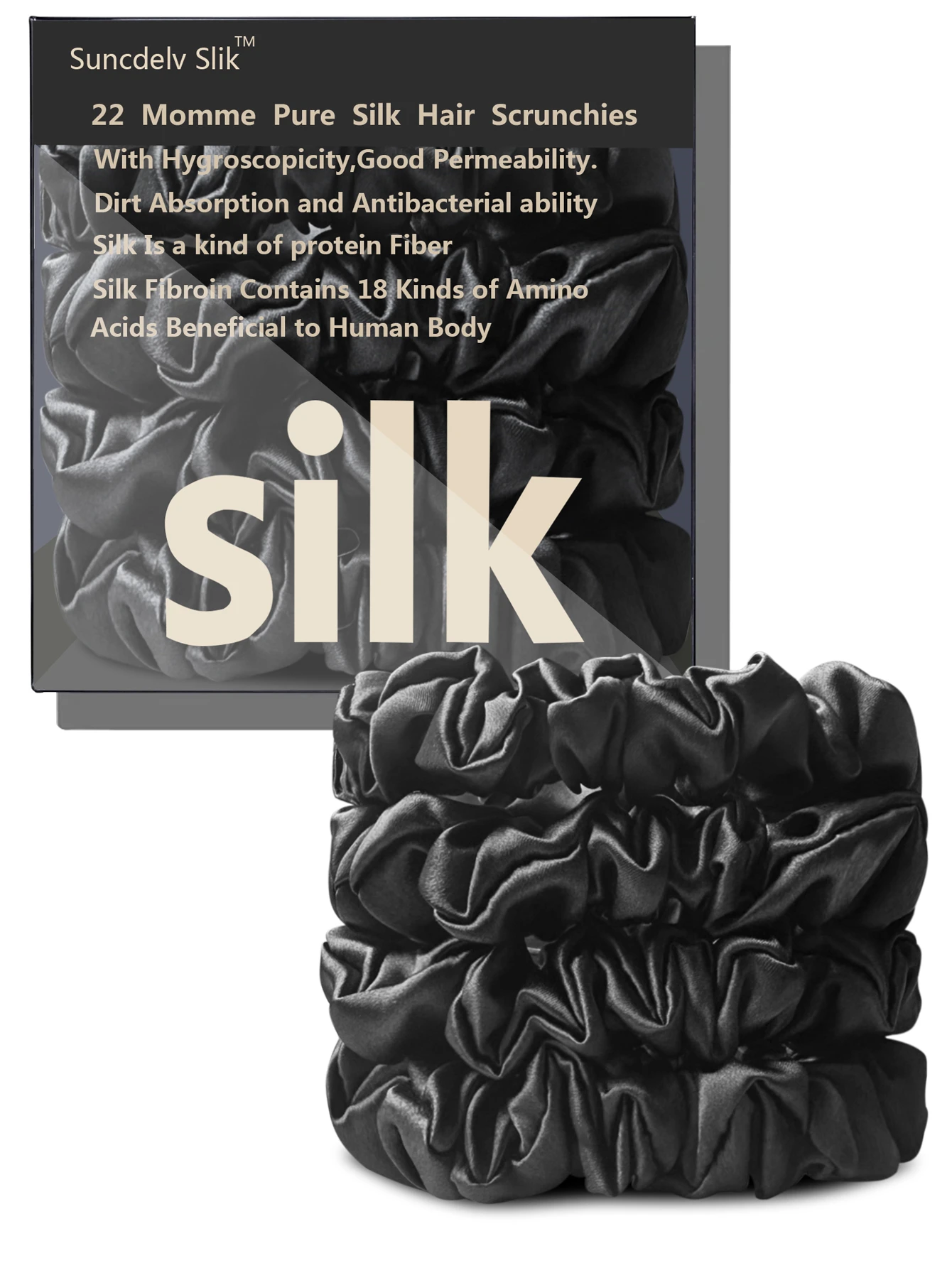 100% Natural Silk Solid Color Hair Ties High Quality Hair Scrunchies Women Big Hairbands Hair Accessories Width 2CM