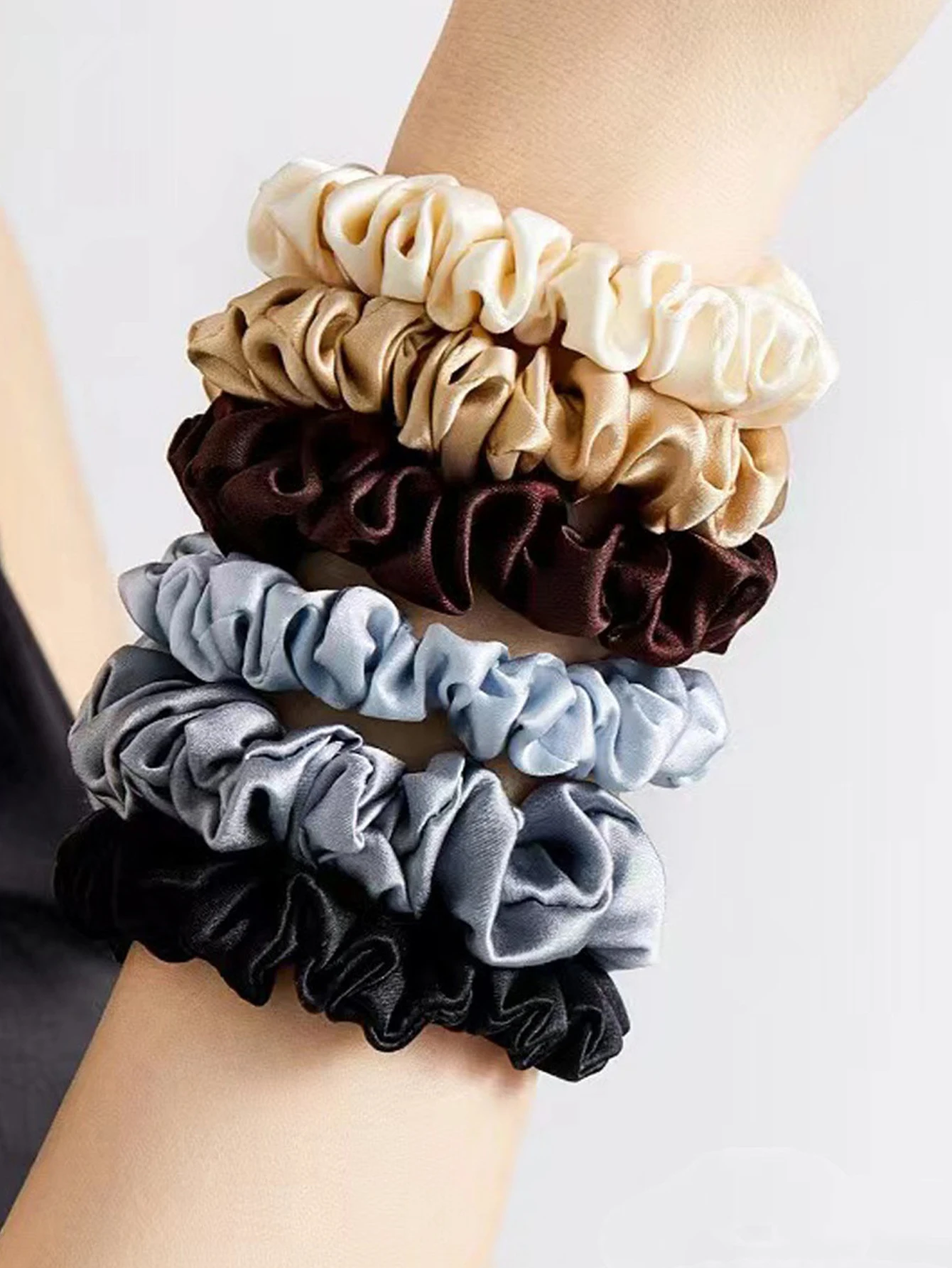 100% Natural Silk Solid Color Hair Ties High Quality Hair Scrunchies Women Big Hairbands Hair Accessories Width 2CM