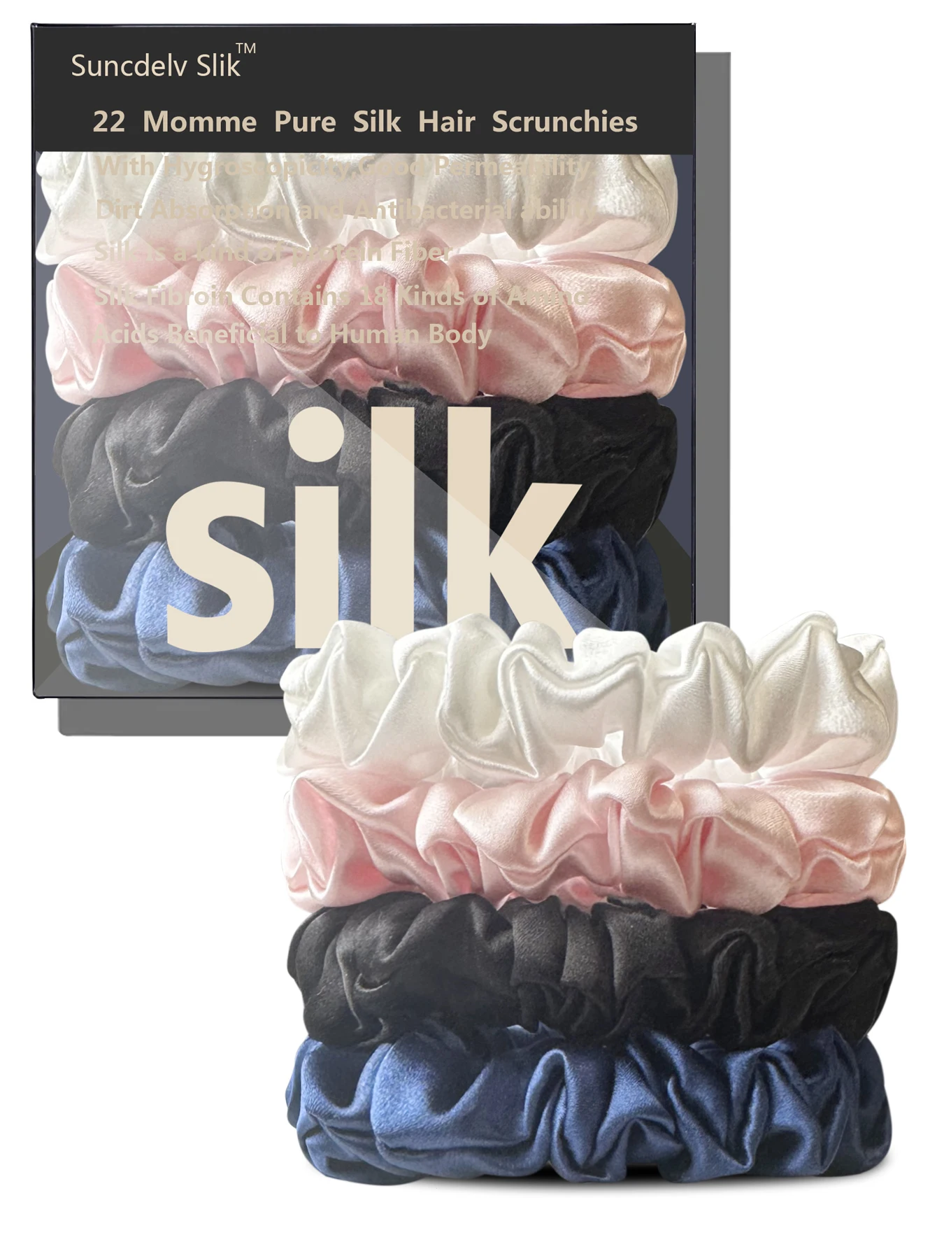 100% Natural Silk Solid Color Hair Ties High Quality Hair Scrunchies Women Big Hairbands Hair Accessories Width 2CM