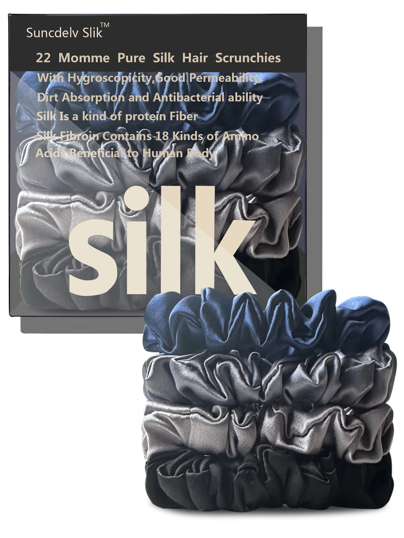 100% Natural Silk Solid Color Hair Ties High Quality Hair Scrunchies Women Big Hairbands Hair Accessories Width 2CM